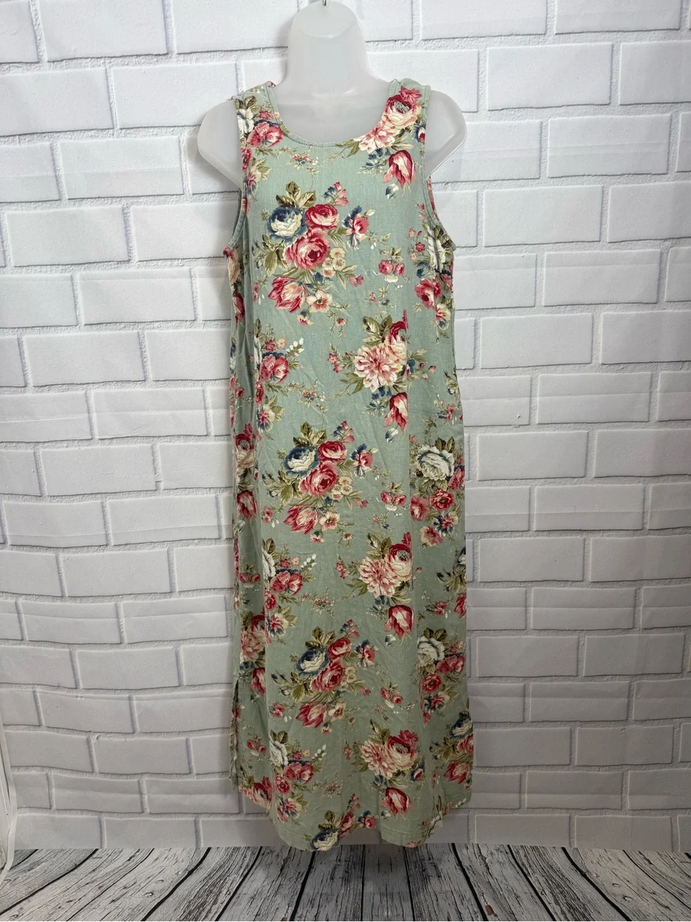 Floral Maxi Dress Sleeveless Side Slit romantic bohemian Cottagecore Boho Size L
